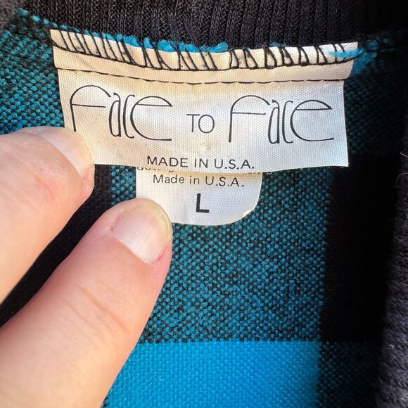 Face To Face Vintage Black Buffalo Plaid Batwing Double Breasted Cardigan Jacket - Picture 3 of 10